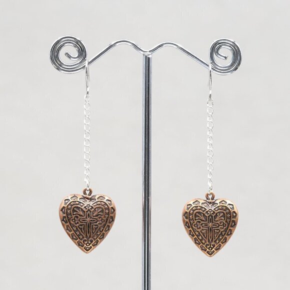 Filigree Heart Drop Earrings - Picture 5 of 5
